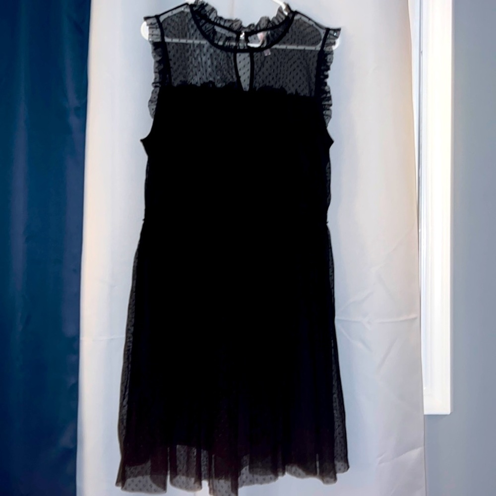 Xhilaration Lace Dotted Black Dress